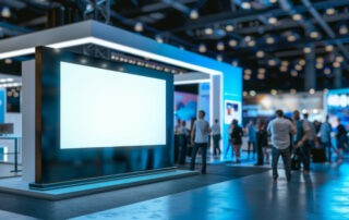 Exhibition Stand Kiosk Mockup at Trade Show, Corporate Branding