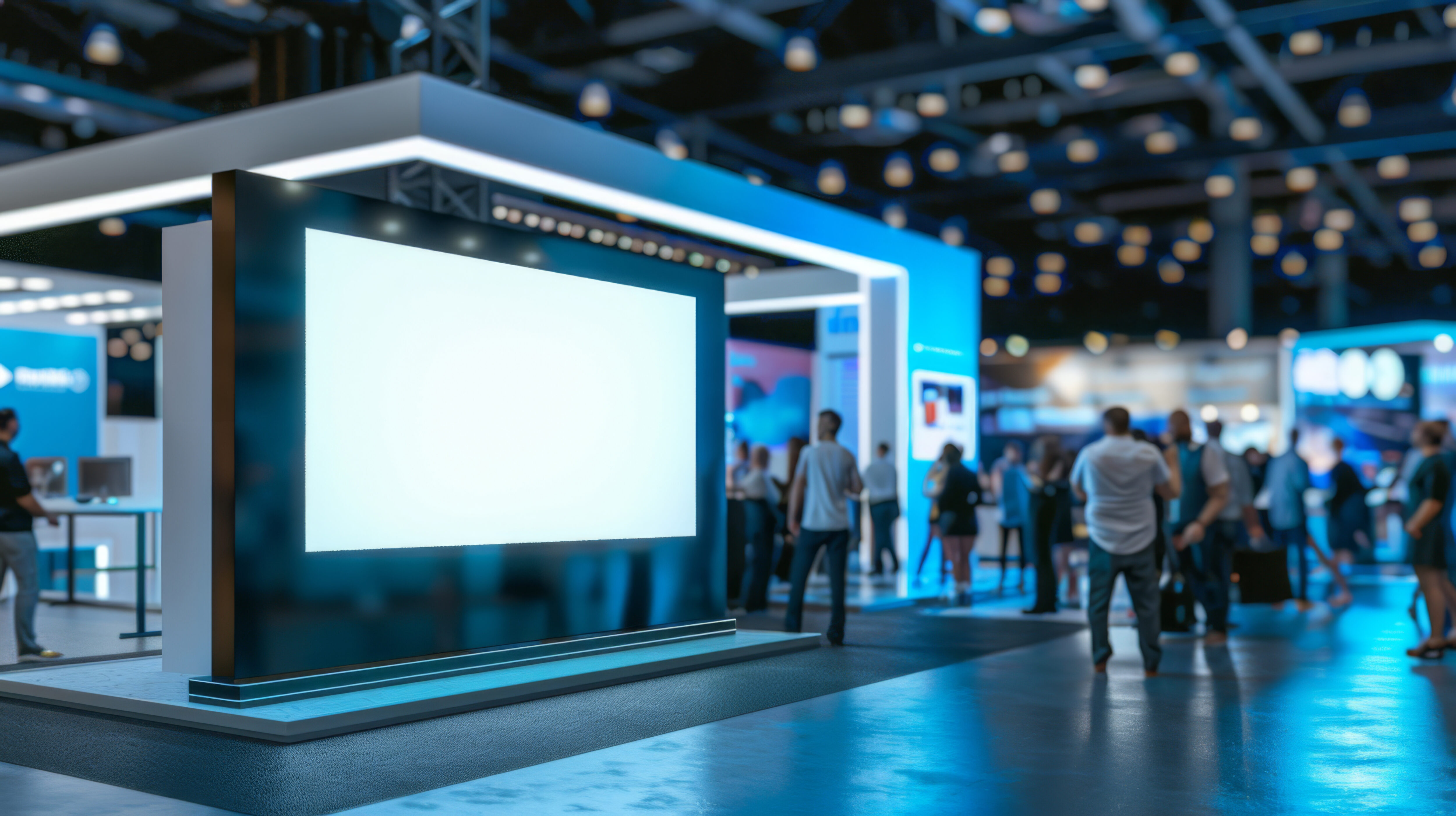 Exhibition Stand Kiosk Mockup at Trade Show, Corporate Branding