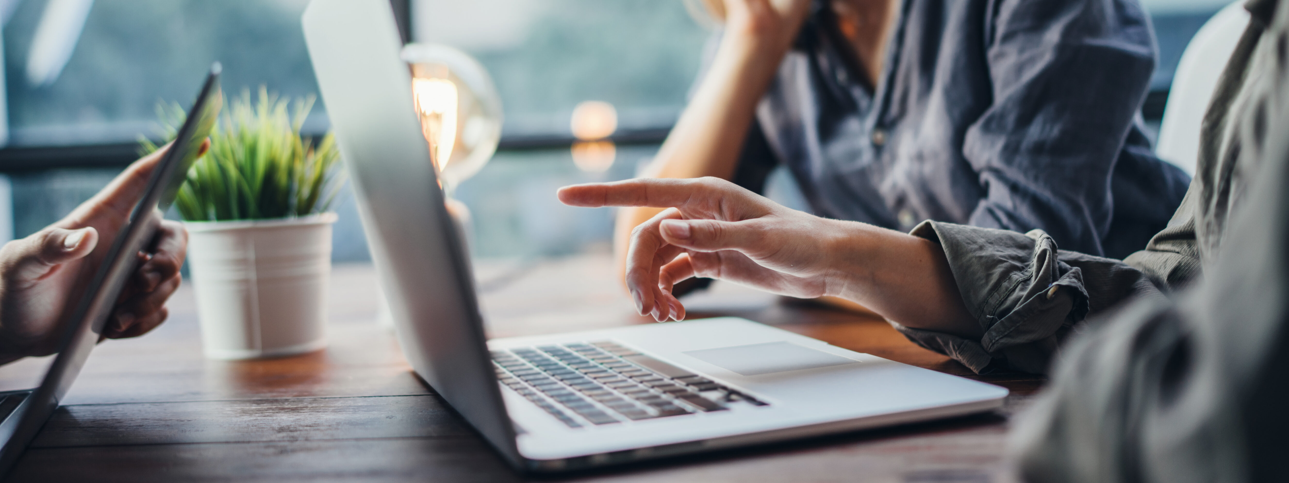 Reviewing a contract on a laptop